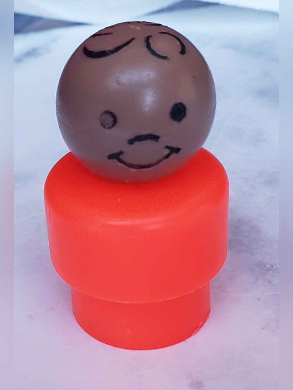 Vintage Fisher 70s Price Little People Figure Black African American Boy Orange